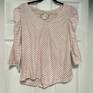 Mauve Striped V-neck Shirt